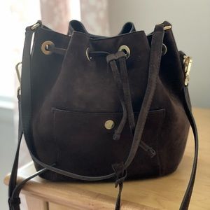 Michael Kors brown suede bucket bag